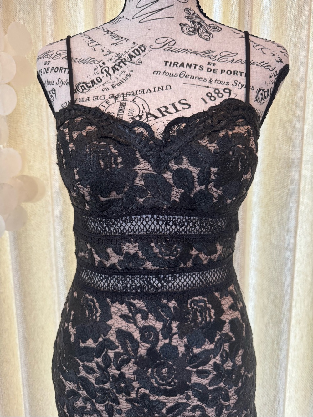 Xscape Black Floral Lace Dress